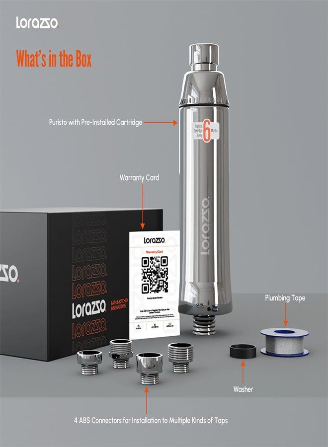 Lorazzo PURISTO 20-Stage Hard Water Softener for Tap & Shower | Water Filter for Tap | | Use for Any Tap in Home or Shower Head for Bathroom | Water Softener for Home - Image 5
